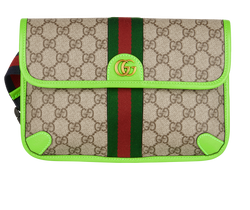 Ophedia Small Belt Bag, Canvas, Brown/Green, 525040, DB, 4*